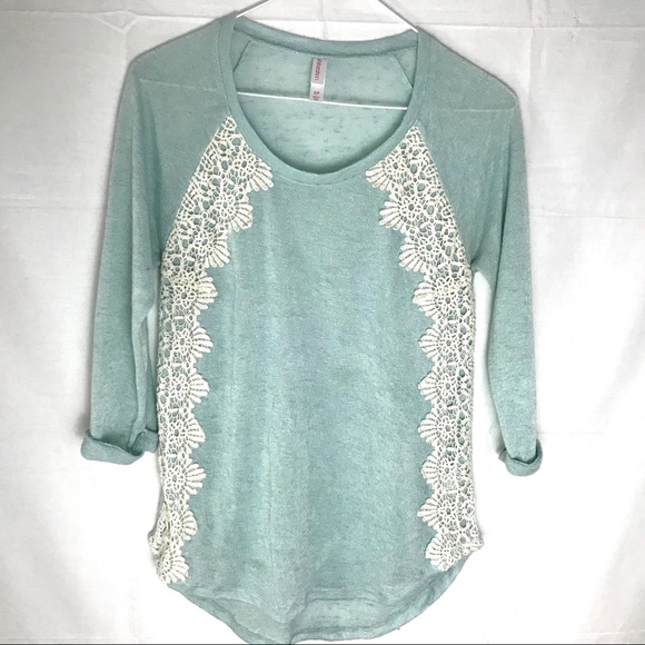Xhilaration Tops - Light blue 3/4 sleeve slub knit sheer sweater!!